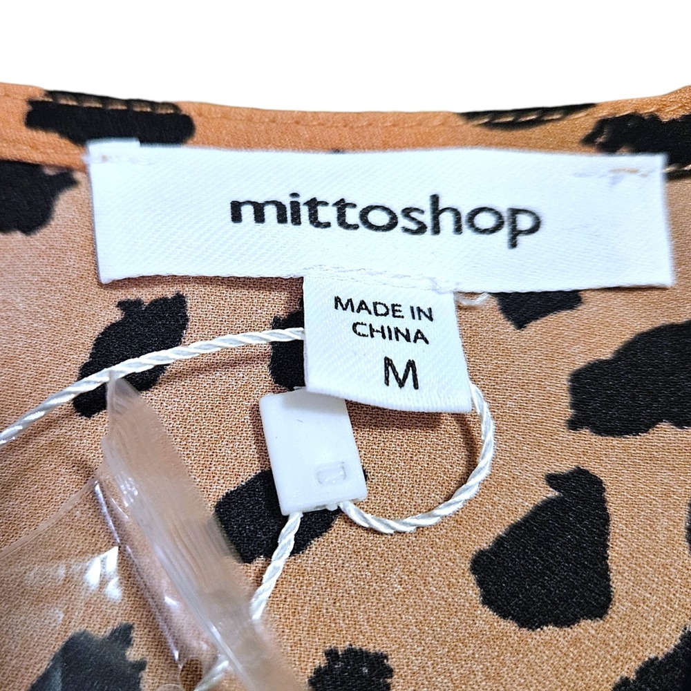 Mittoshop NWT Leopard Print Tiered Sleeveless Mini Dress Pockets Women's M - Picture 6 of 10